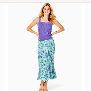 Lilly Pulitzer Green and Blue Maxi Trumpet Skirt